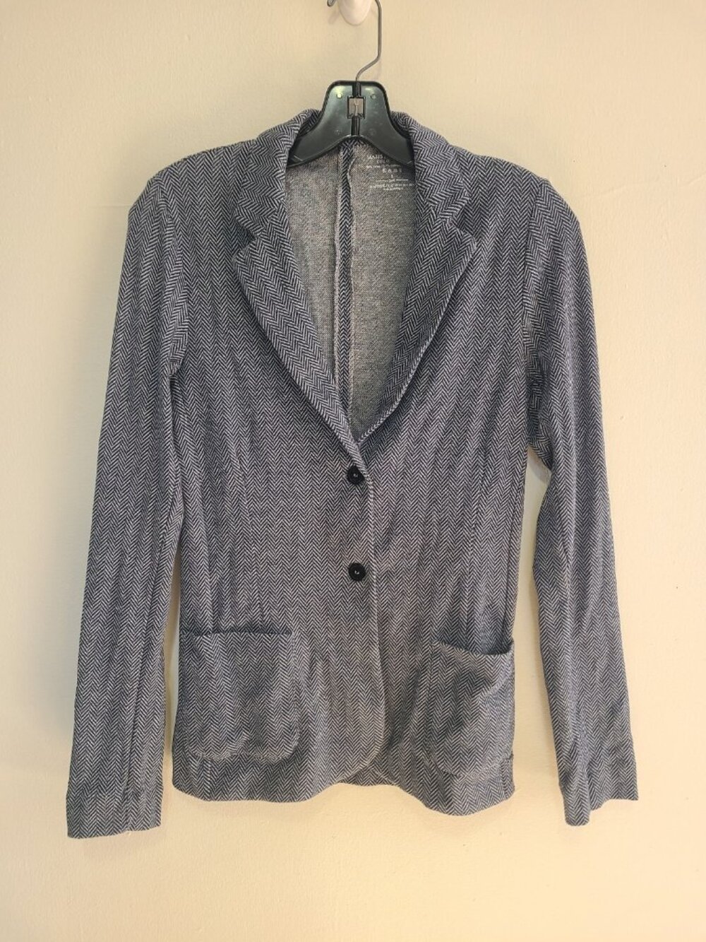 Majestic Filatures Blazer Womens size 1 Gray Herringbone Cotton Cashmere Jacket